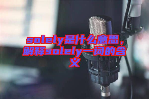 solely是什么意思，解釋solely一詞的含義