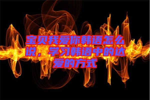 寶貝我愛你韓語怎么說，學習韓語中的達愛的方式