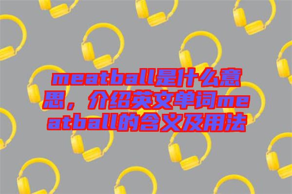 meatball是什么意思，介紹英文單詞meatball的含義及用法