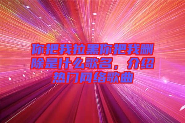 你把我拉黑你把我刪除是什么歌名，介紹熱門網(wǎng)絡(luò)歌曲