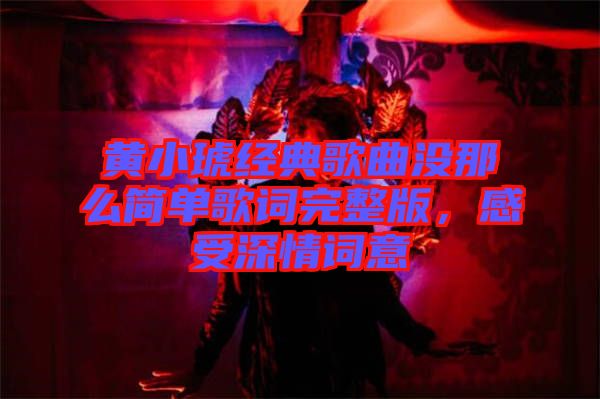 黃小琥經(jīng)典歌曲沒那么簡(jiǎn)單歌詞完整版，感受深情詞意