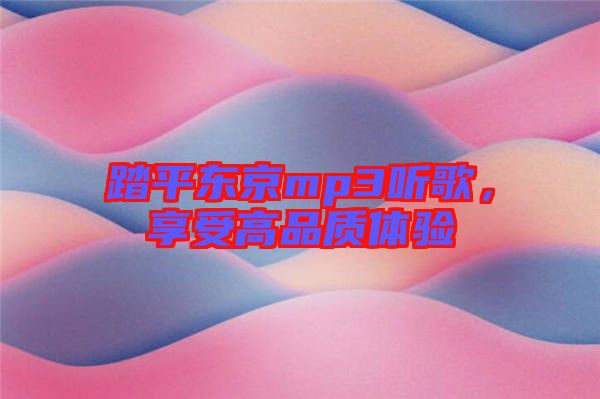 踏平東京mp3聽歌，享受高品質(zhì)體驗(yàn)