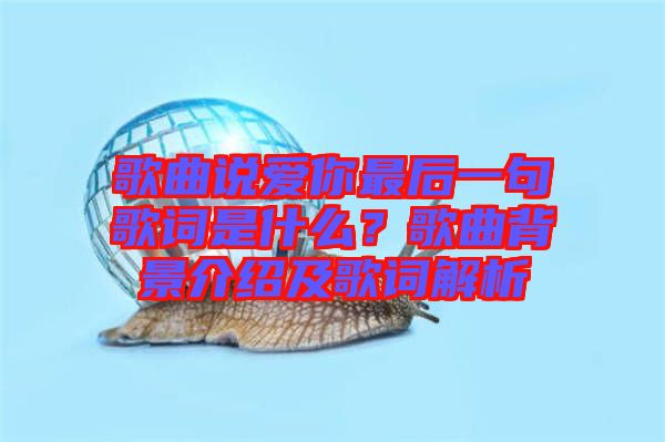 歌曲說愛你最后一句歌詞是什么？歌曲背景介紹及歌詞解析