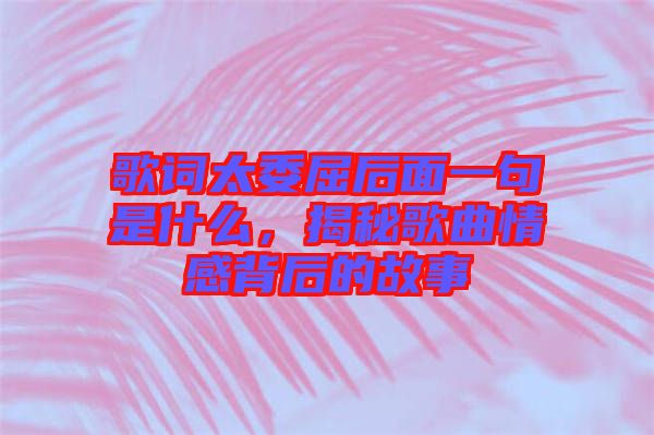 歌詞太委屈后面一句是什么，揭秘歌曲情感背后的故事