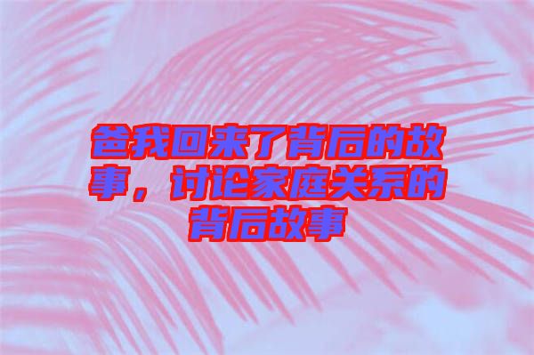 爸我回來了背后的故事，討論家庭關(guān)系的背后故事