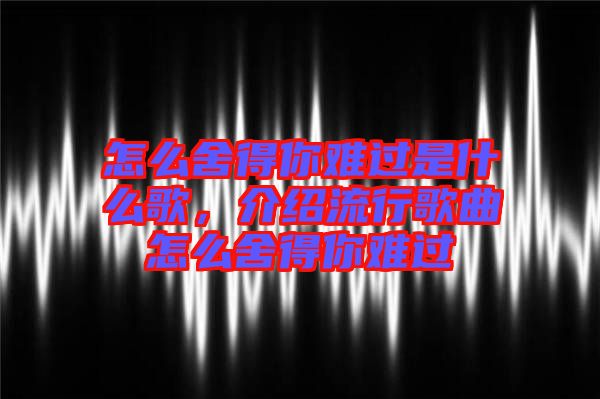 怎么舍得你難過是什么歌，介紹流行歌曲怎么舍得你難過