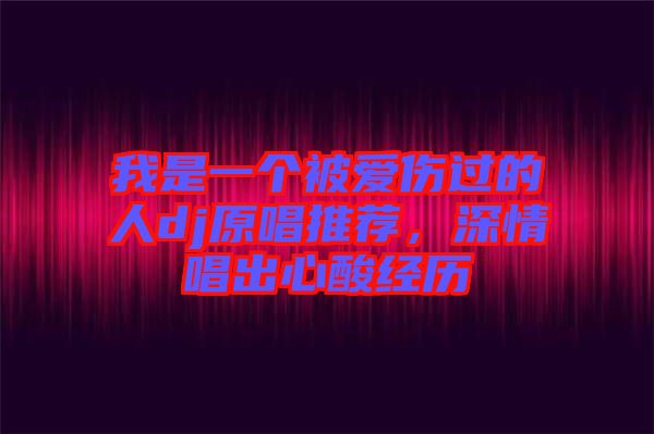 我是一個(gè)被愛傷過的人dj原唱推薦，深情唱出心酸經(jīng)歷