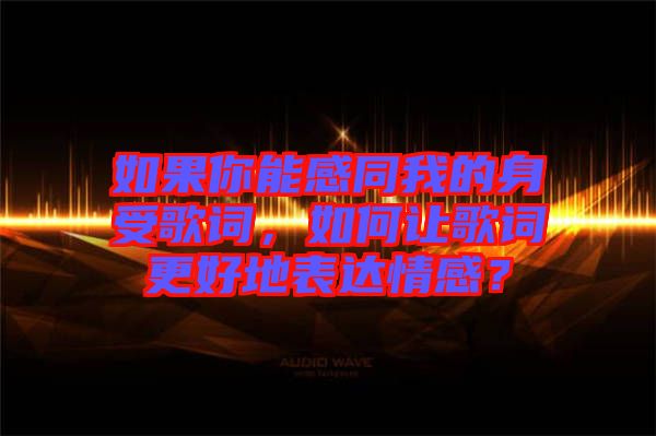 如果你能感同我的身受歌詞，如何讓歌詞更好地表達(dá)情感？