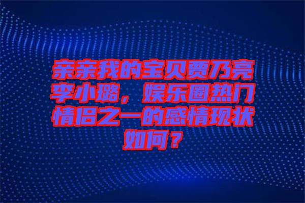 親親我的寶貝賈乃亮李小璐，娛樂圈熱門情侶之一的感情現(xiàn)狀如何？