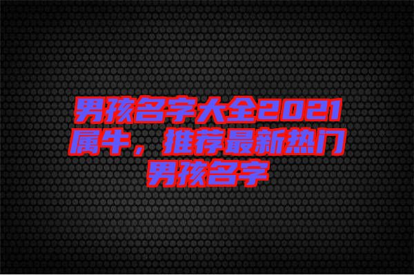 男孩名字大全2021屬牛，推薦最新熱門男孩名字