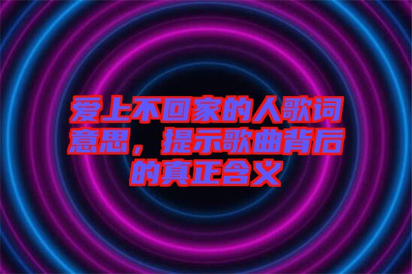 愛上不回家的人歌詞意思，提示歌曲背后的真正含義