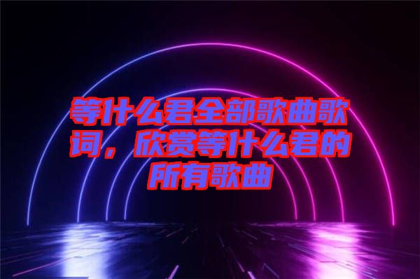 等什么君全部歌曲歌詞，欣賞等什么君的所有歌曲