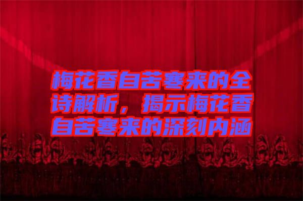 梅花香自苦寒來的全詩解析，揭示梅花香自苦寒來的深刻內(nèi)涵