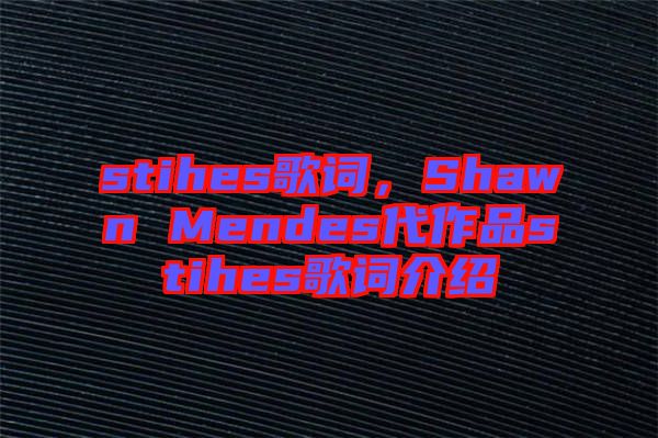 stihes歌詞，Shawn Mendes代作品stihes歌詞介紹