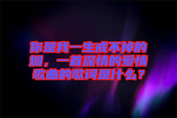 你是我一生戒不掉的煙，一首深情的愛(ài)情歌曲的歌詞是什么？