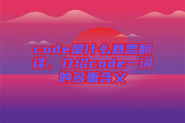 code是什么意思翻譯，介紹code一詞的多重含義