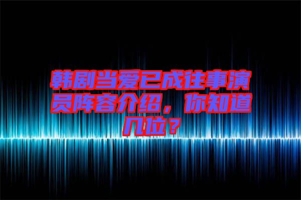 韓劇當(dāng)愛已成往事演員陣容介紹，你知道幾位？