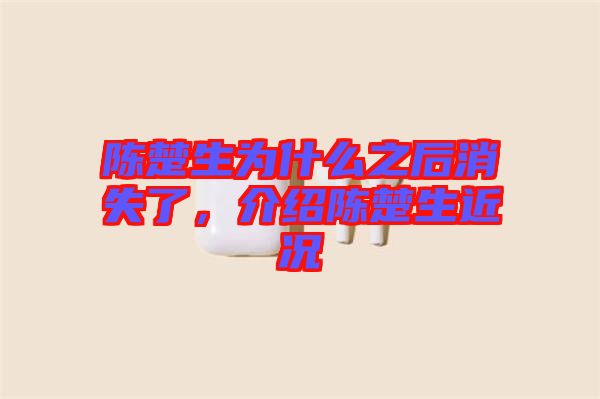 陳楚生為什么之后消失了，介紹陳楚生近況