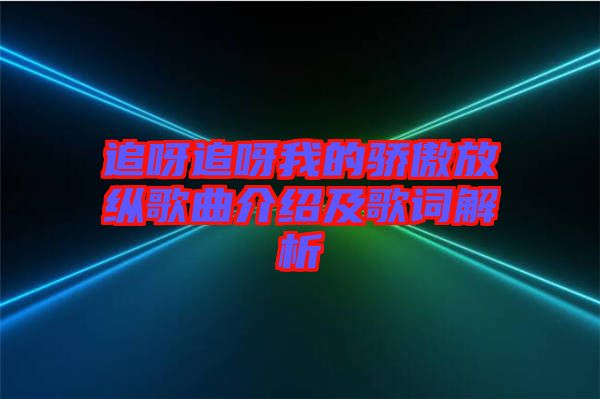 追呀追呀我的驕傲放縱歌曲介紹及歌詞解析