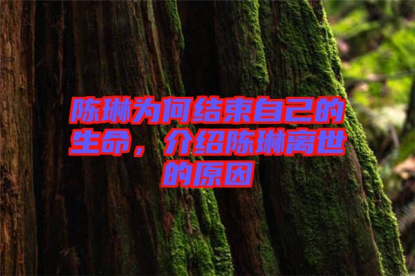 陳琳為何結(jié)束自己的生命，介紹陳琳離世的原因