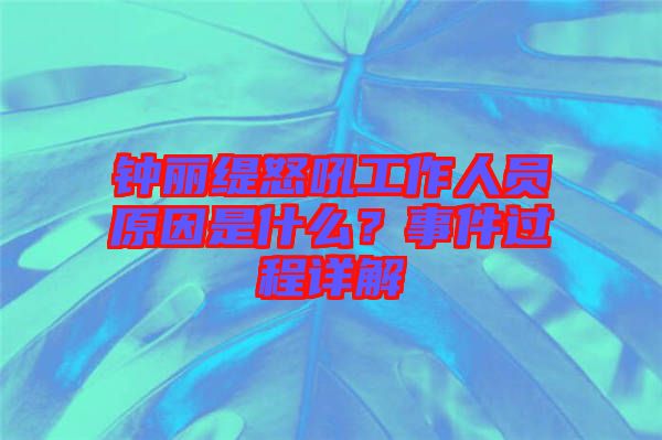 鐘麗緹怒吼工作人員原因是什么？事件過程詳解