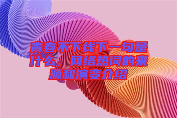 青春不下線下一句是什么，網(wǎng)絡熱詞的來源和演變介紹